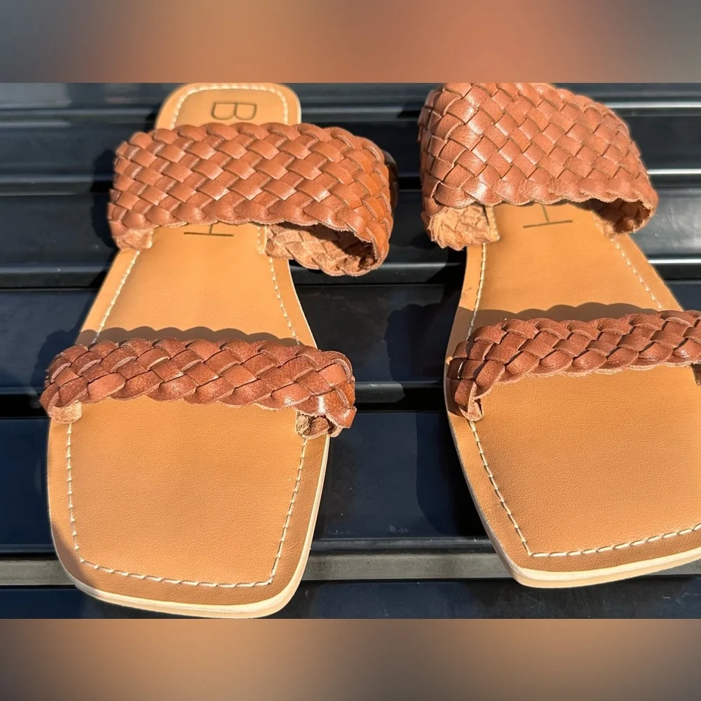 Matisse Sandals Beach Leathers Braided Brown Cognac Size 9